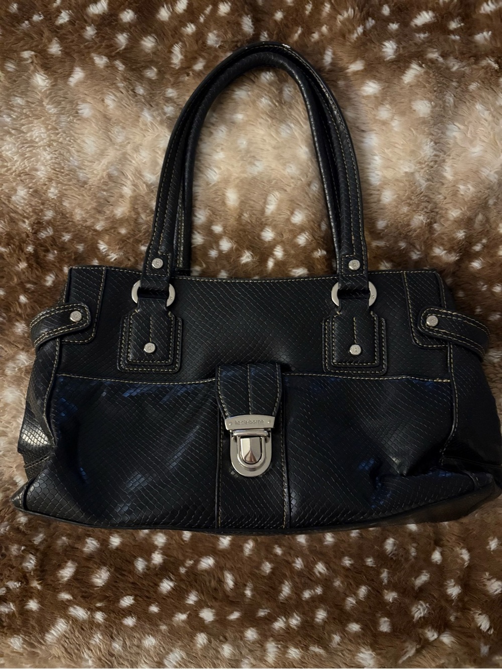 Y2K Vintage Croc-embossed Shoulder Bag